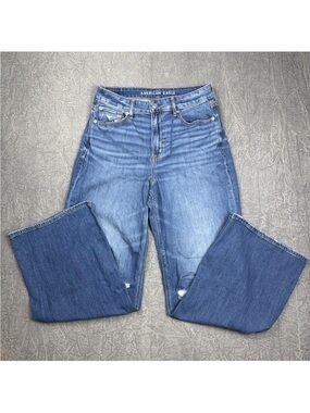 American Eagle Super High-Rise Baggy Wideleg Jeans - Indigo Blue